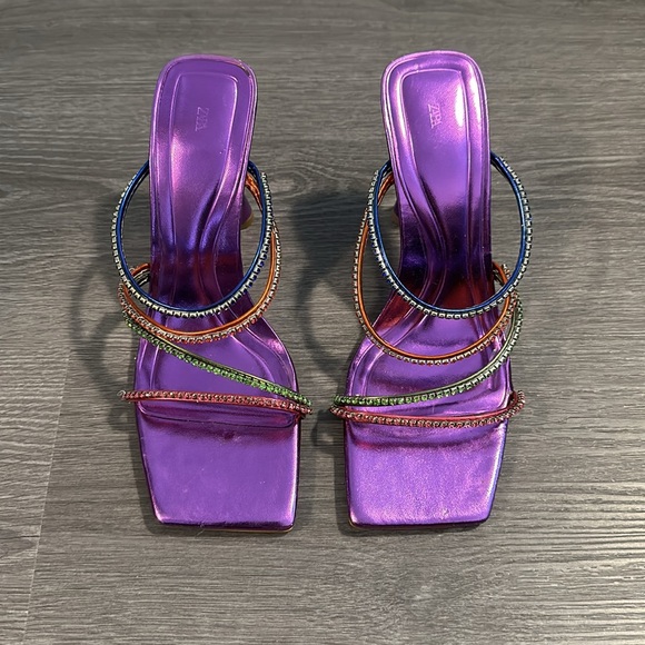 ZARA Rhinestone Strappy Sandals - Picture 7 of 12